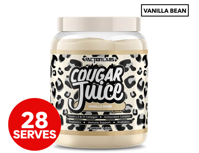 Faction Labs Cougar Juice Collagen Powder Vanilla Bean 532g / 28 Serves