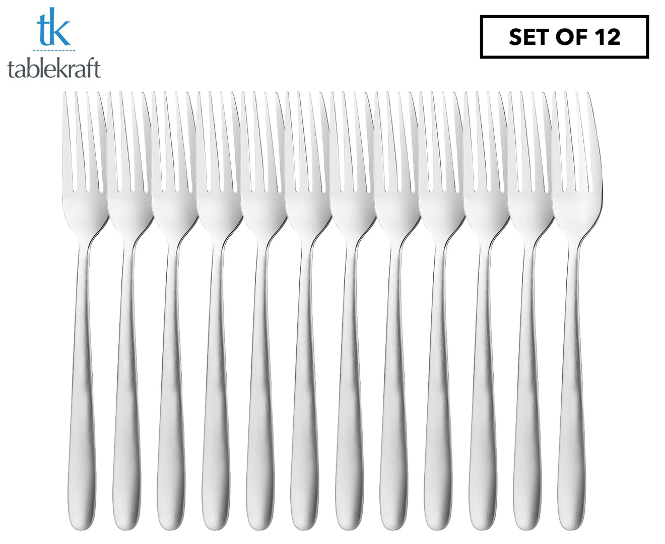 Set of 12 Tablekraft Café Table Forks - Silver