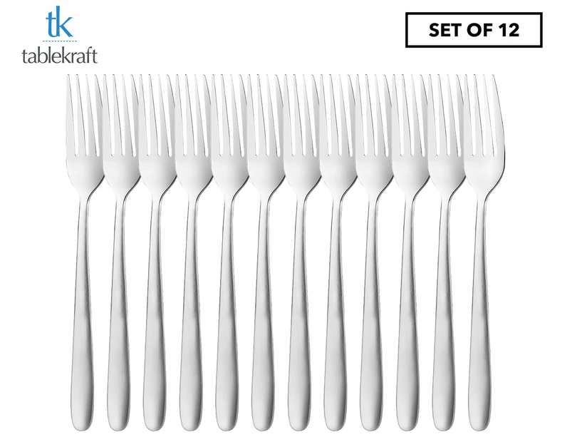 Set of 12 Tablekraft Café Table Forks - Silver