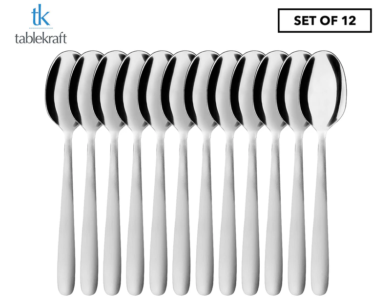 Set of 12 Tablekraft Café Teaspoons - Silver