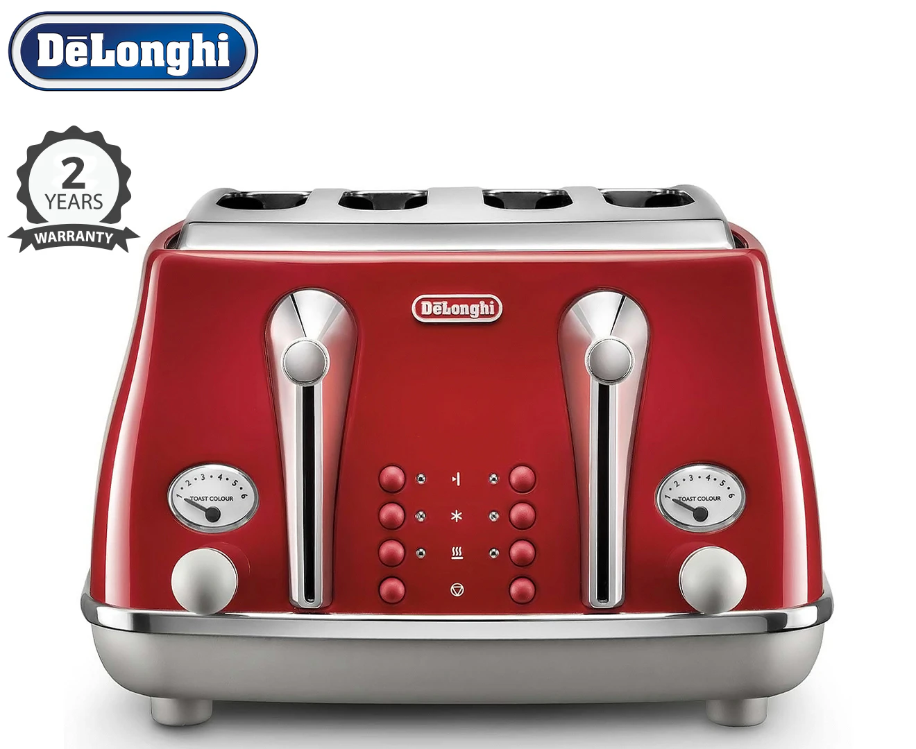 DeLonghi Icona Capitals 4 Slice Toaster - Tokyo Red