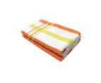 400GSM Set of 2 Cotton Terry Striped Bath Towels 68 x 137cm - Orange