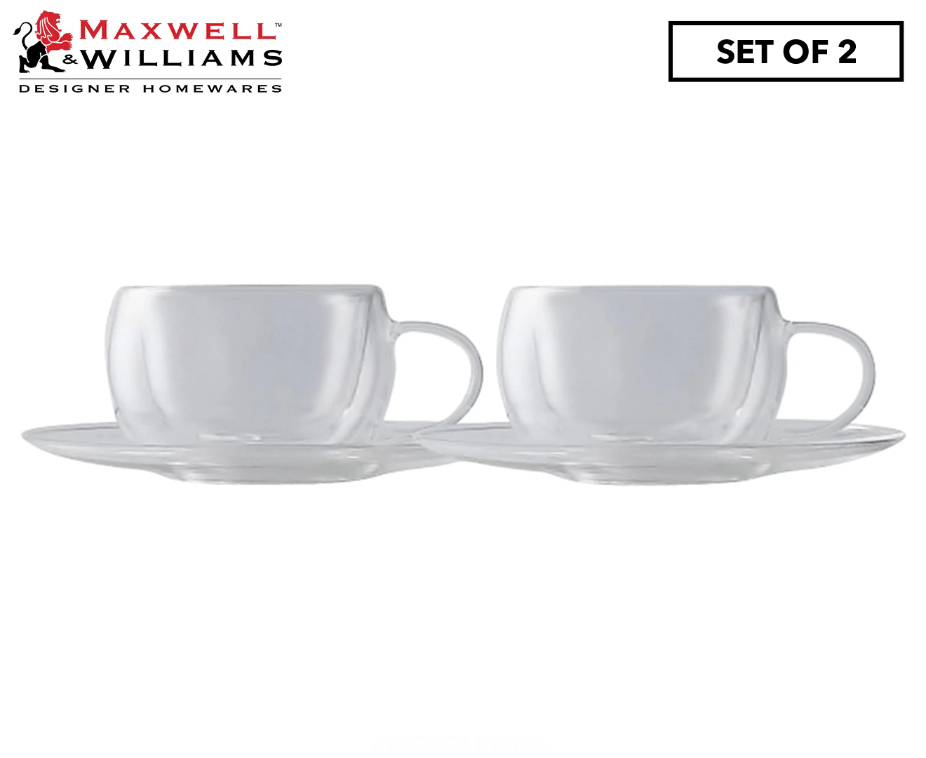 Set of 2 Maxwell & Williams 80mL Blend Double Wall Cup & Saucers