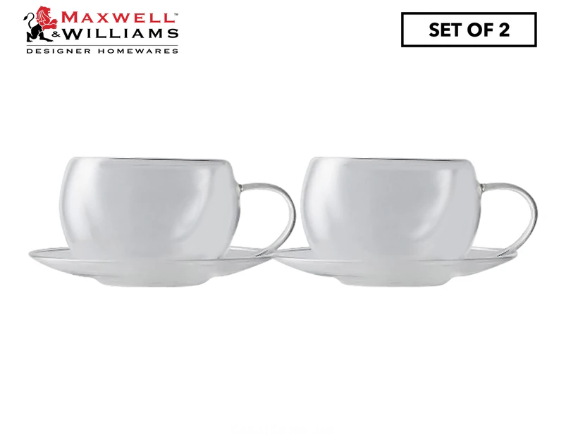 Set of 2 Maxwell & Williams 270mL Blend Double Wall Cup & Saucers