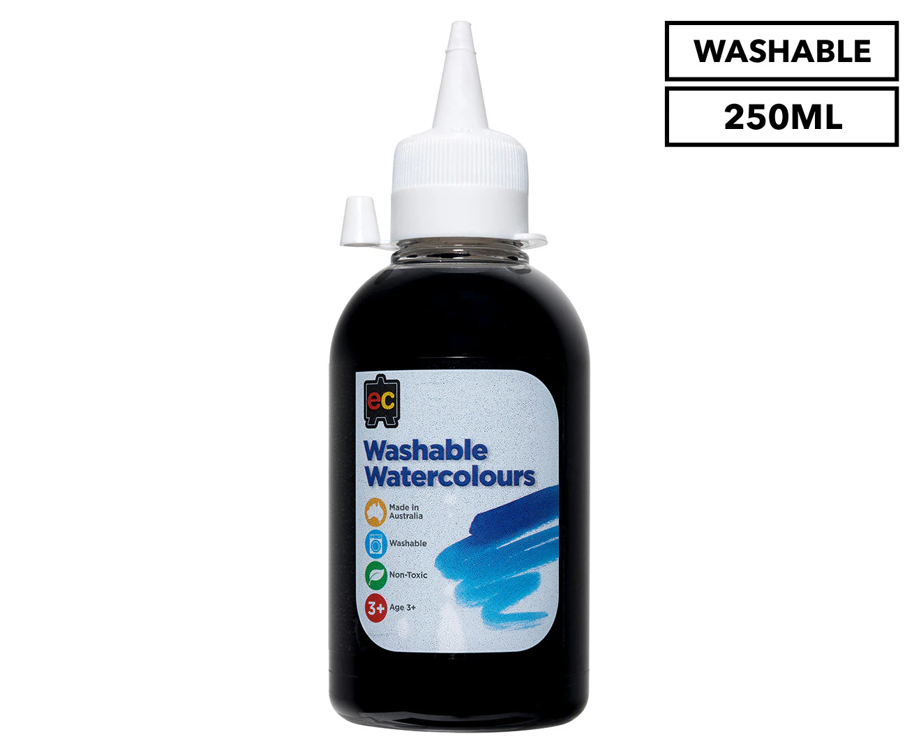 Educational Colours Washable Watercolours Paint 250mL - Black