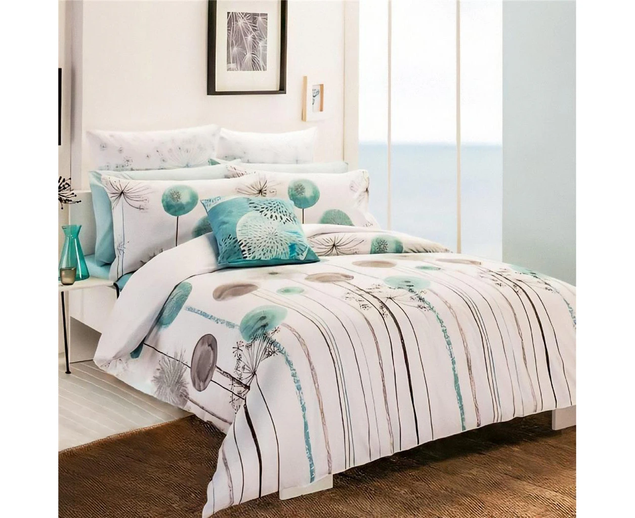 Romantic Dandelion Design Soft Cotton Quilt Doona Duvet Cover Set