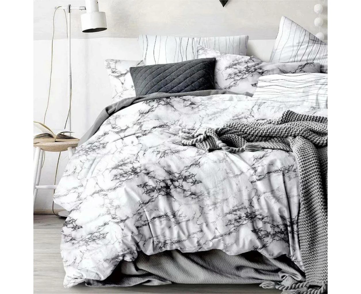 Marble Design Soft Quilt Doona Duvet Cover Set