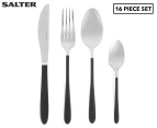 Salter 16-Piece Noir Cutlery Set - Silver/Black