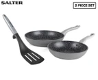 Salter 2-Piece Frypan Set w/ Spatula - Black/Silver