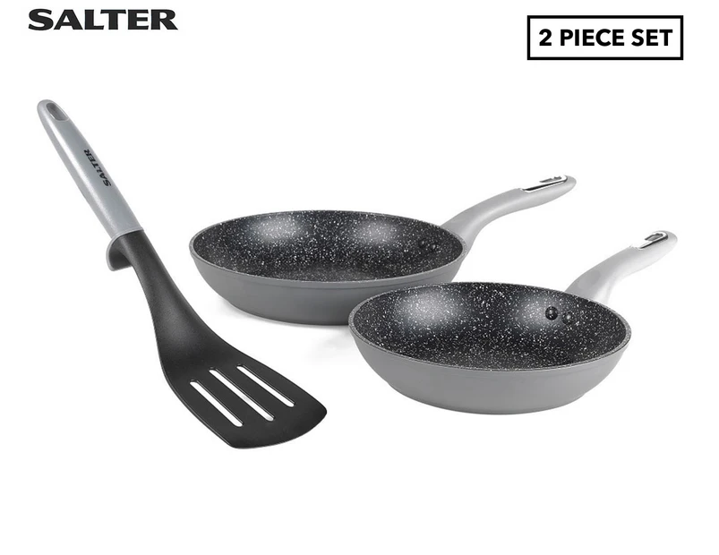Salter 2-Piece Frypan Set w/ Spatula - Black/Silver