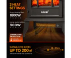 16 Inch Panoramic Electric Fireplace Heater Stove 1800W Portable Flame Thermostat