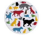 Multi Colored Dogs Silhouettes Round Beach Towel