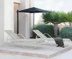 HelloFurniture Outdoor Reclining Deck Chair - White/Grey