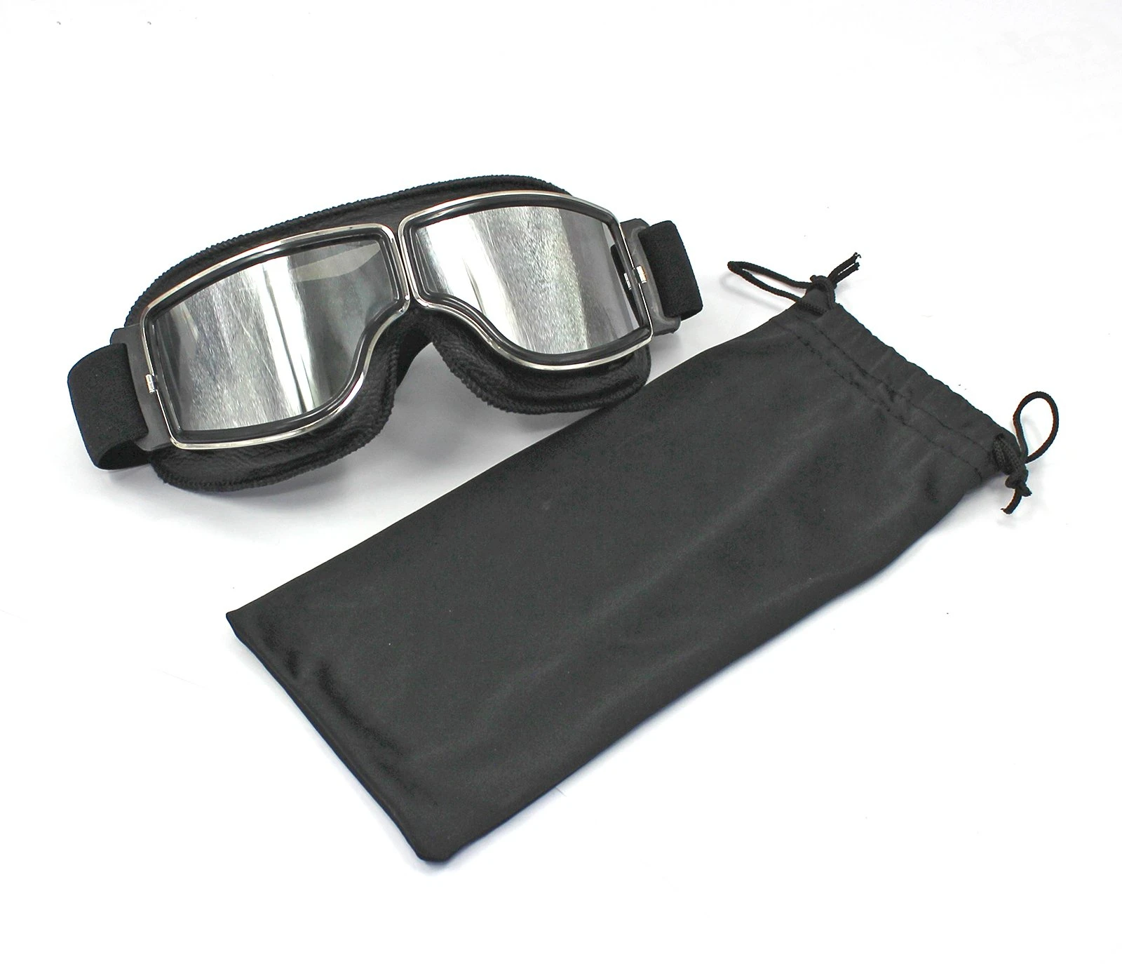 WWII Style German Motorcycle Harley Style Chopper Biker Pilot Goggles Black