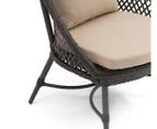 HelloFurniture 3-Piece Outdoor Sofa Chairs & Side Table Set w/ Cushion - Dark Brown