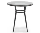HelloFurniture Brogan Outdoor Aluminium Coffee Table w/ Glass Top - Black