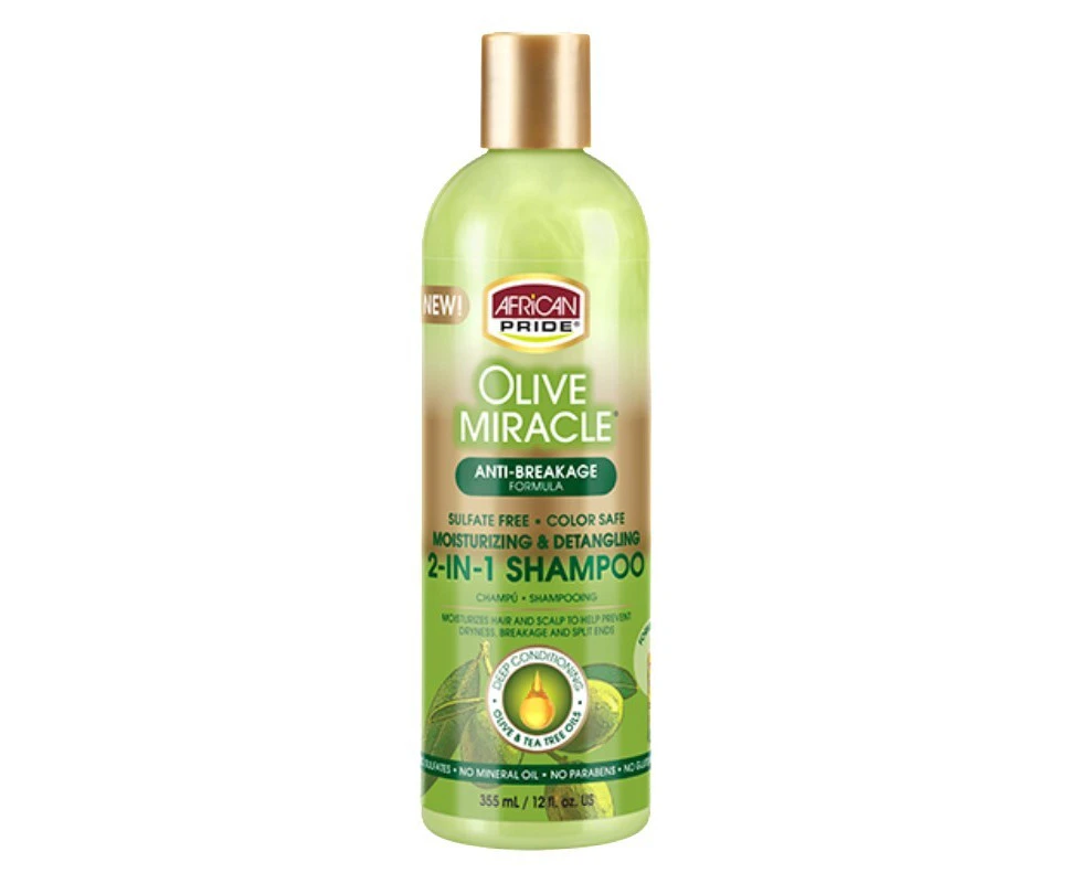 African Pride Olive Miracle Sulfate Free Moisturising & Detangling 2 in 1 Shampoo 355mL (12fl oz)