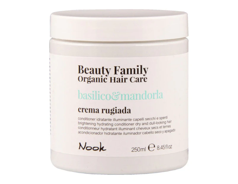 Nook Beauty Family Organic Hair Care Basilico&Mandorla Crema Rugiada 250ml - Brightening hydrating conditioner for dry and dull-looking hair