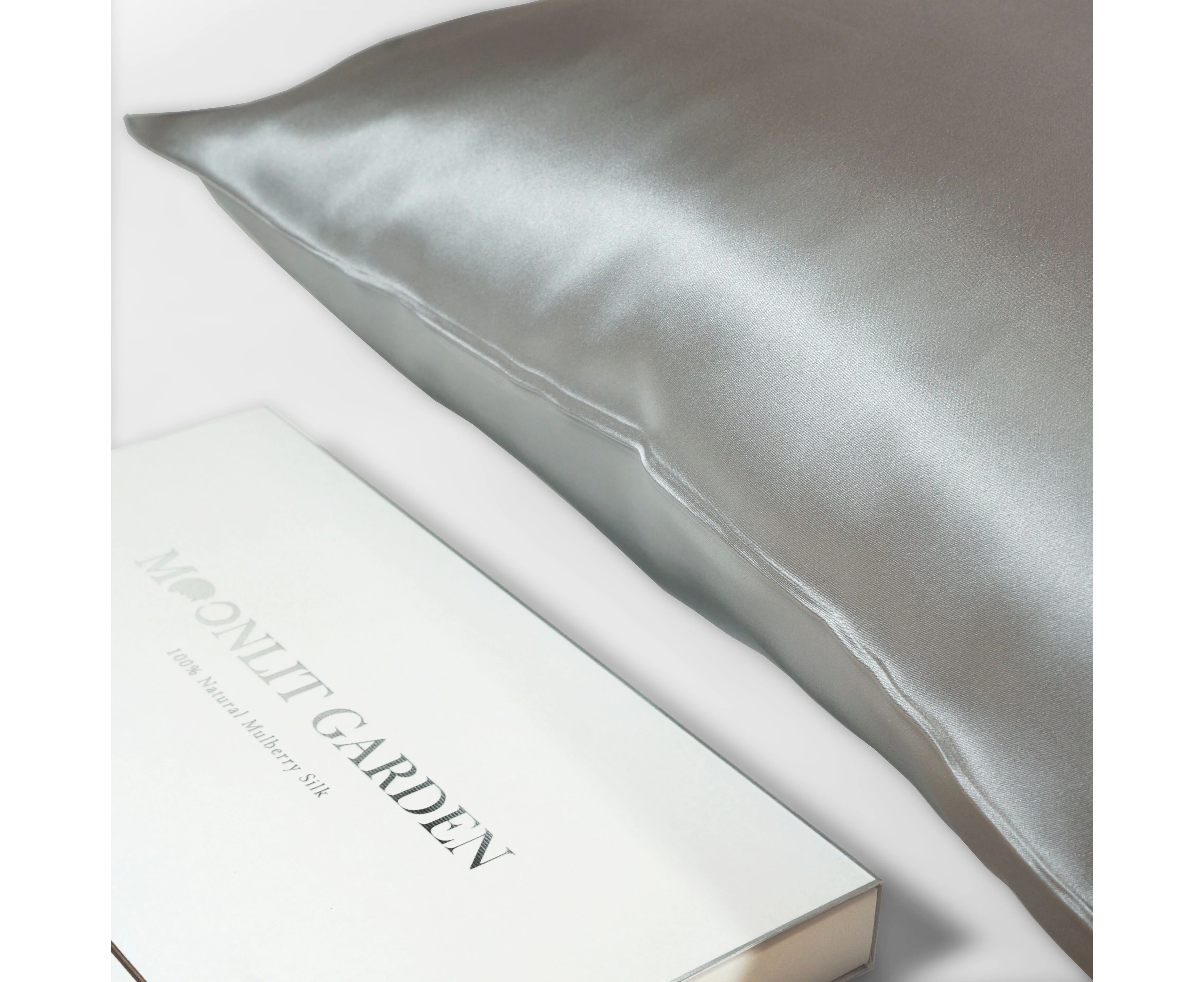 Moonlit Garden Both - Sided 100% Pure Luxe Mulberry Silk Pillowcase - Silver