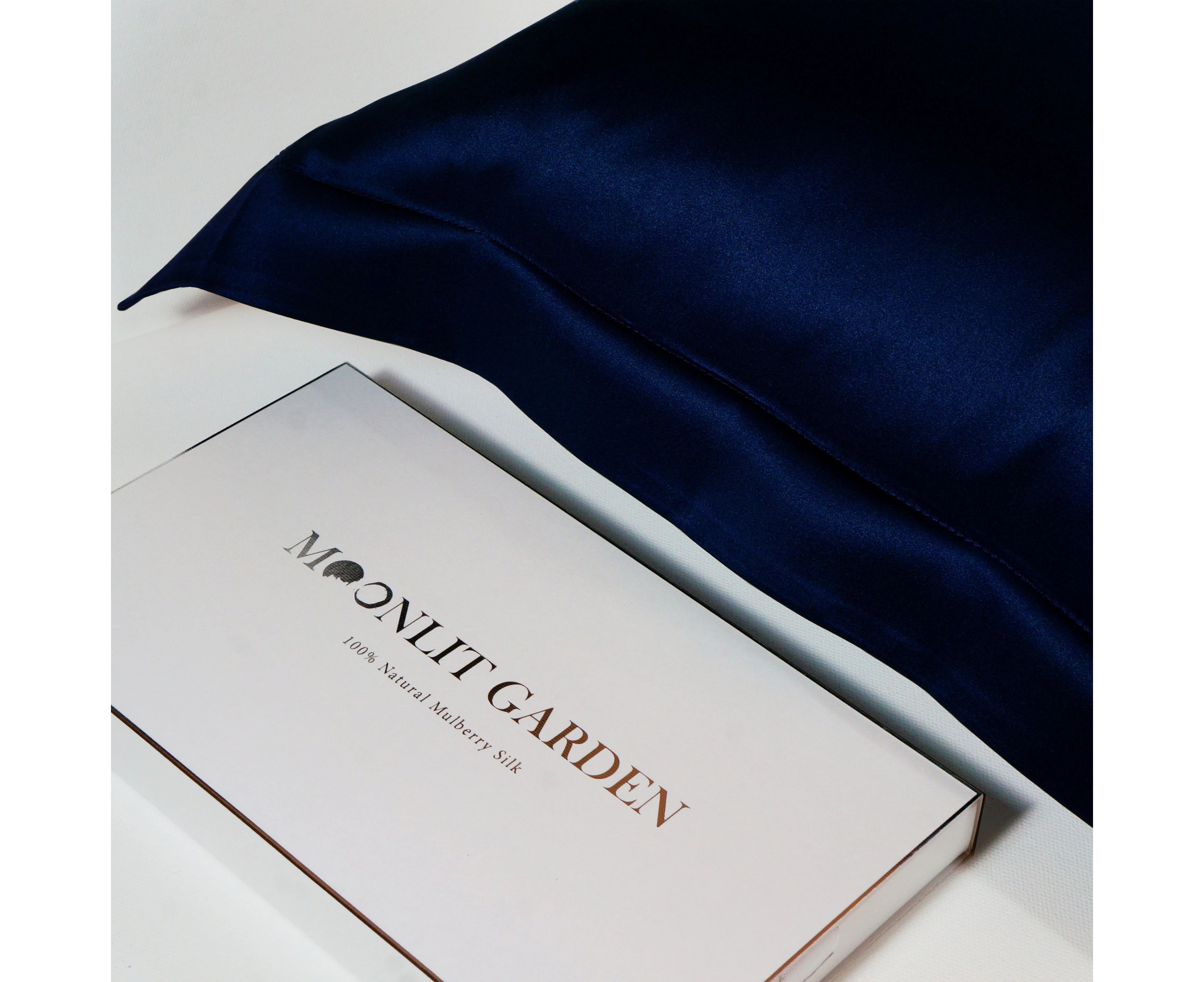 Moonlit Garden Both - Sided Wide Brim 100% Pure Luxe Mulberry Silk Pillowcase - Navy