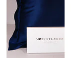 Moonlit Garden Both - Sided Wide Brim 100% Pure Luxe Mulberry Silk Pillowcase - Navy