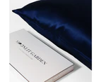 Moonlit Garden Both - Sided 100% Pure Luxe Mulberry Silk Pillowcase - Navy