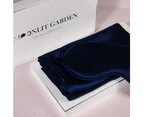 Moonlit Garden Both - Sided 100% Pure Luxe Mulberry Silk Pillowcase With Sleep Eye Mask In One Set - Navy