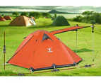 2 Person Portable Outdoor Lightweight Cycling Hiking Backpacking Camping Waterproof Tent - Orange