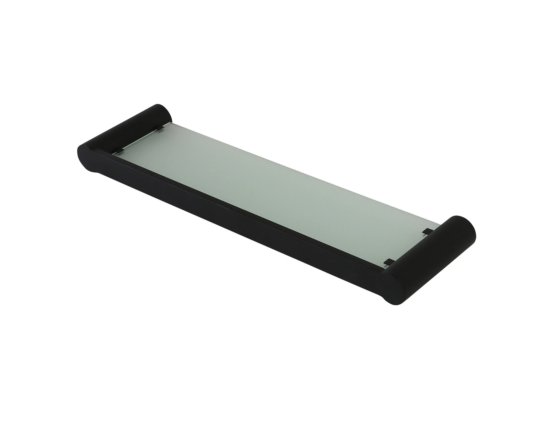 AQUA VERA Pearl Glass Shelf with Stainless Steel Frame - Matte Black