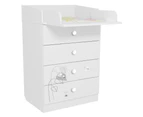 Chest of Drawers with Foldable Baby Changing Board Polini Kids French Amis White 60 cm wide