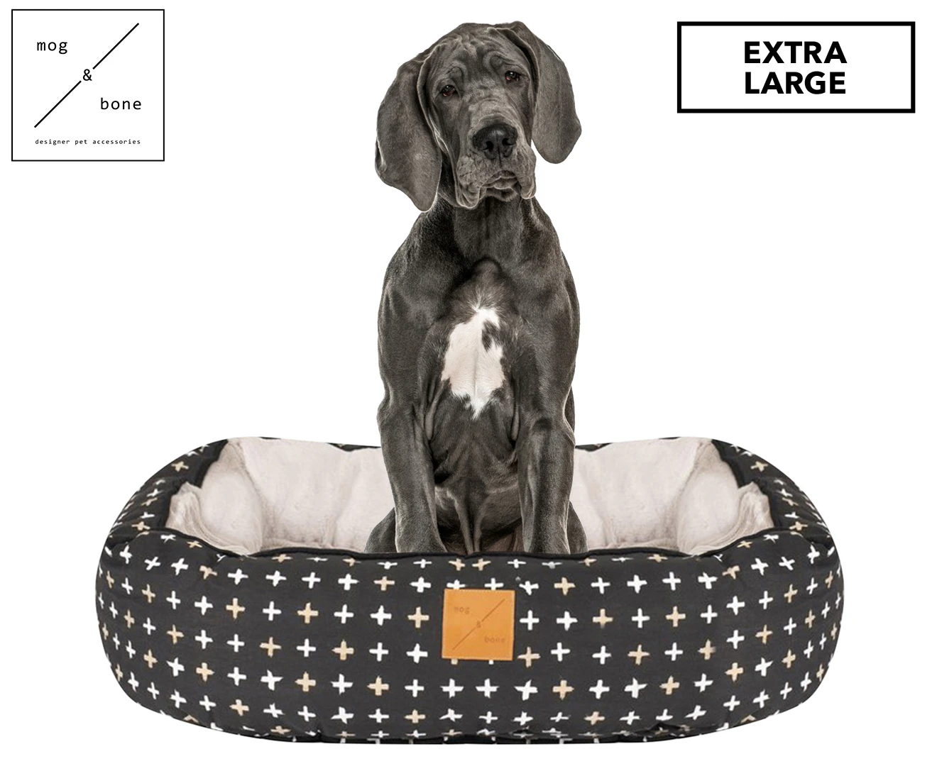 Mog & Bone 4 Seasons Reversible Circular Dog Bed Black Metallic Cross XL