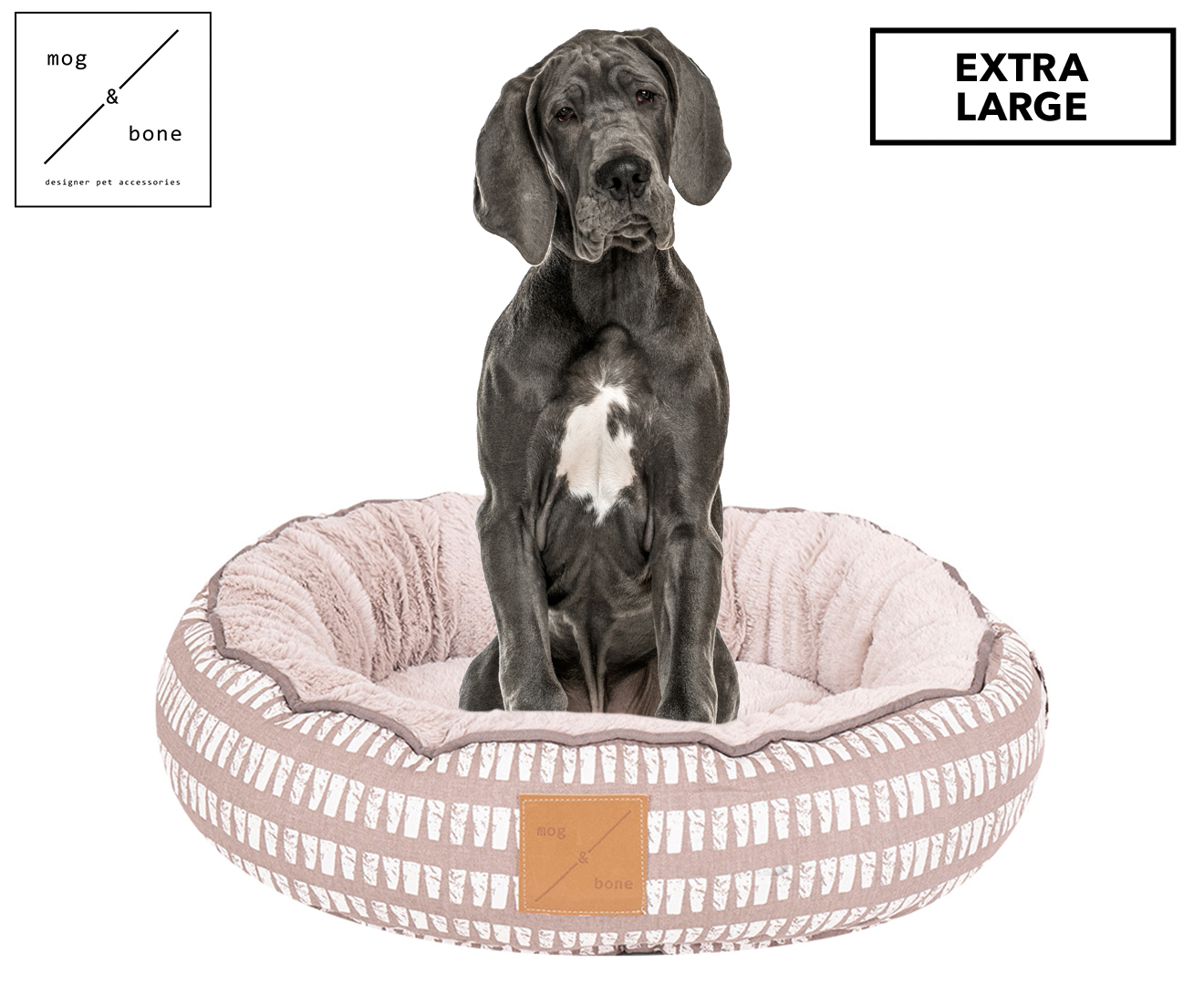 Mog Bone XL 4 Seasons Reversible Circular Dog Bed Latte Mosaic