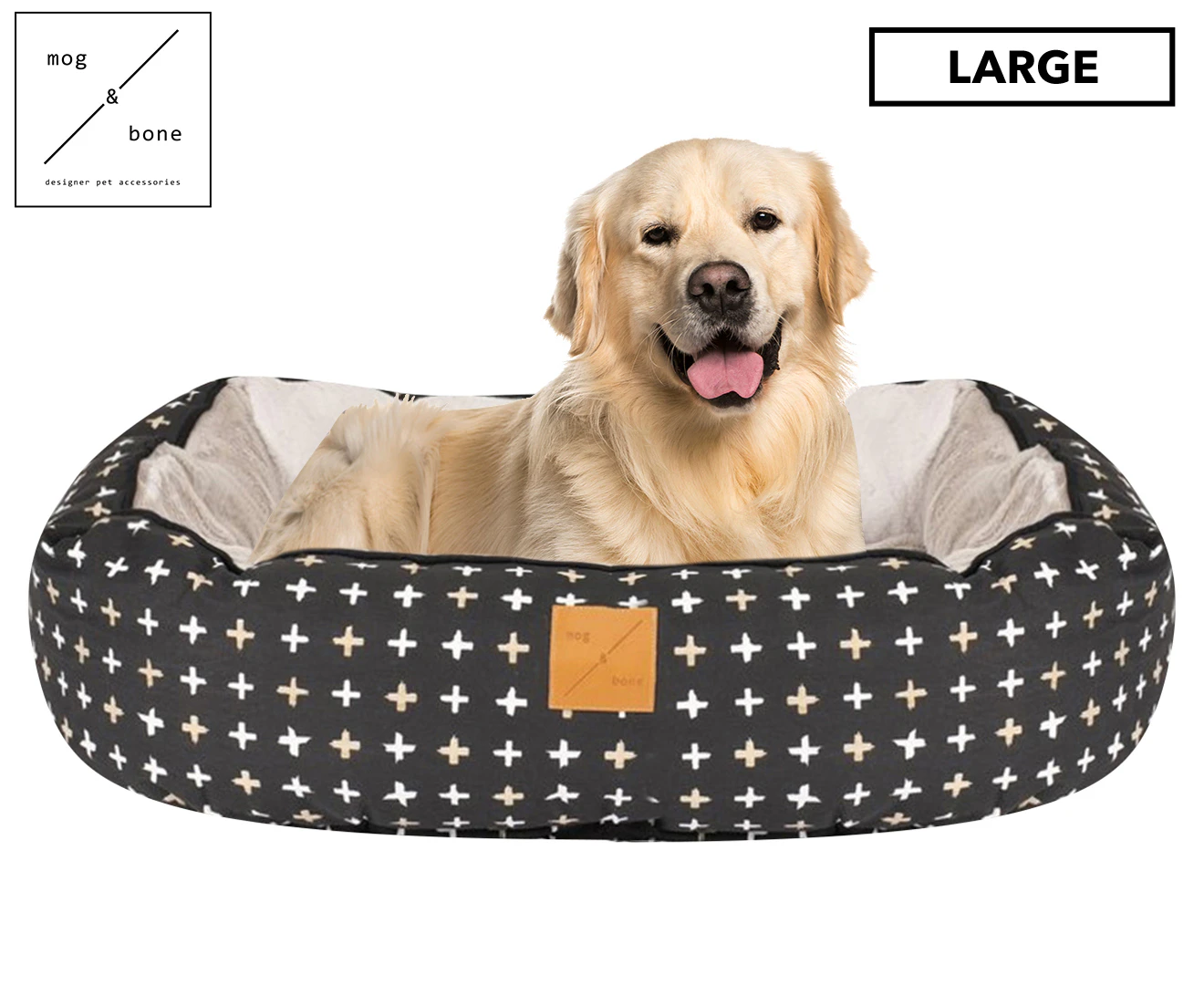 Mog & Bone Large 4 Seasons Reversible Circular Dog Bed - Black/Cross