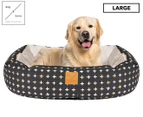 Mog & Bone Large 4 Seasons Reversible Circular Dog Bed - Black/Cross