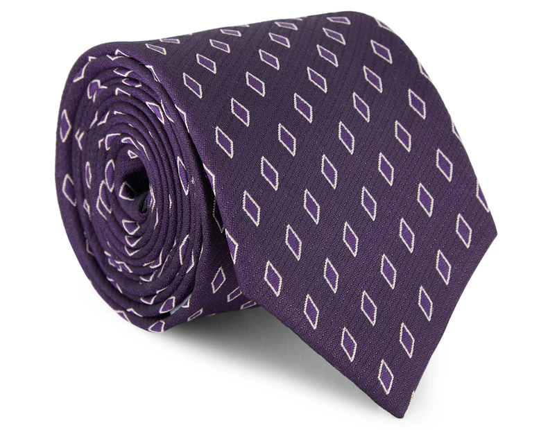 Calvin Klein Men's Geometric Silk Tie - Purple