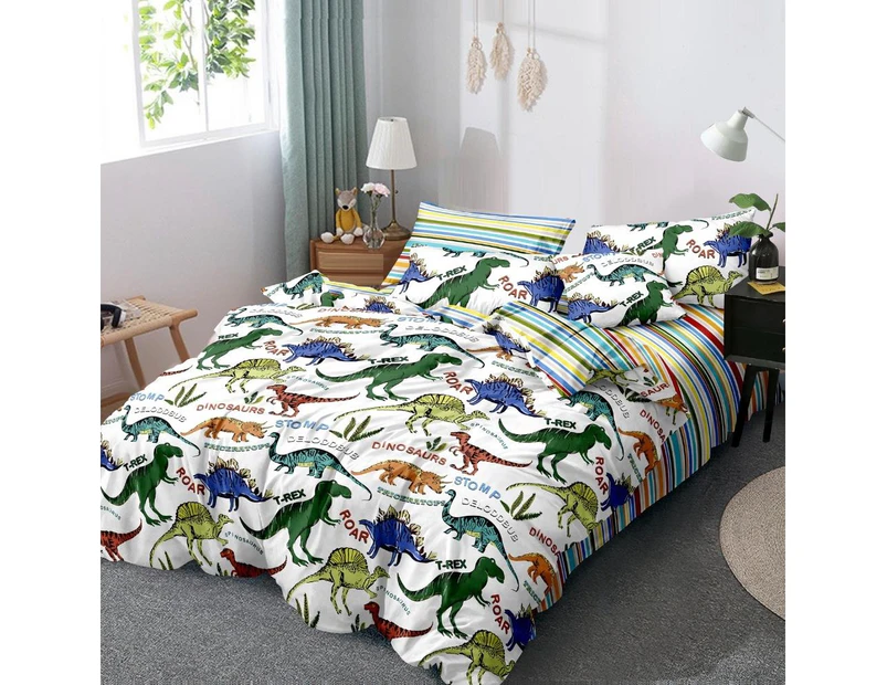 Dinosaur Park Design Kids/Boys/Girls Quilt/Duvet/Doona Cover Set