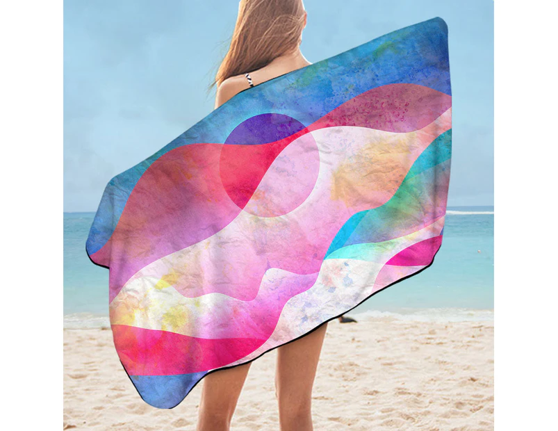 Colorful Reddish Mountains Art Microfiber Beach Towel