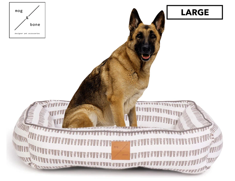 Mog & Bone Large Bolster Dog Bed - Latte/Mosaic