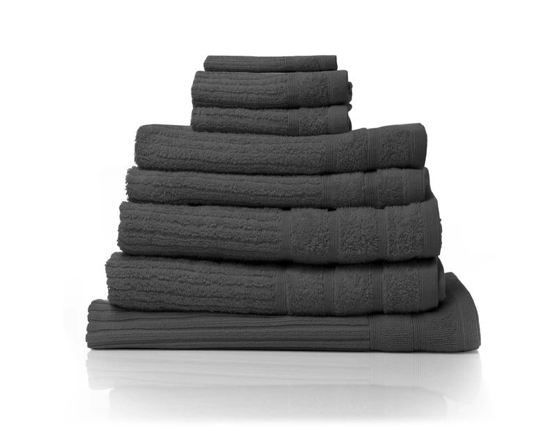 Royal Comfort Eden Egyptian Cotton 600GSM 8 Piece Luxury Bath Towels Set - Granite 8 Piece Granite