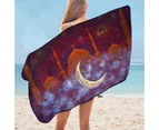 Purplish Art Painting Mosque and Crescent Moon Microfiber Beach Towel