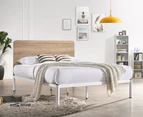 Chesca Bed Frame Modern White Metal & Wood