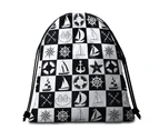 Black and White Checkered Nautical Themed Microfiber Beach Towel