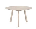Eliving 6 Seater Designer Round Dining Table Solid Rubberwood White Washed
