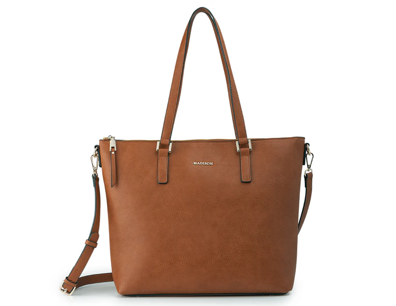 Tan Leather Tote Bag - Madison Collection