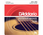 D'Addario EJ39 12-String Phosphor Bronze Acoustic Strings, Medium, 12-52