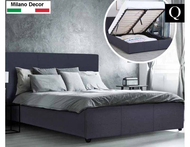 Milano Décor Luxury Gas Lift Queen Bed Frame & Headboard - Charcoal