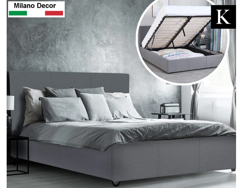 Milano Décor Luxury Gas Lift King Bed Frame & Headboard - Grey