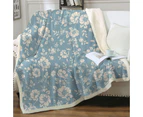 Classic Vintage Off White Floral over Blue Throw Blanket