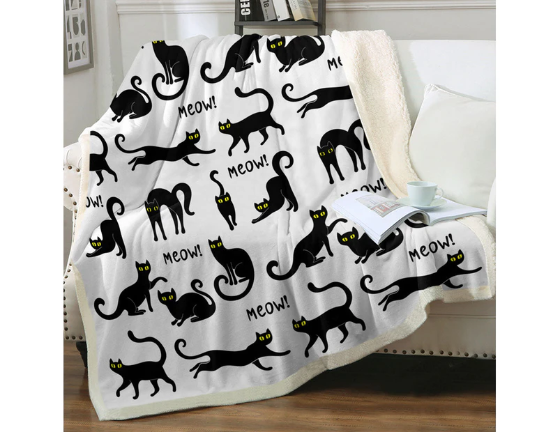 Pattern of Yellow Eyes Black Cats Throw Blanket