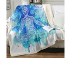 Purplish Blue Oriental Buddha Throw Blanket